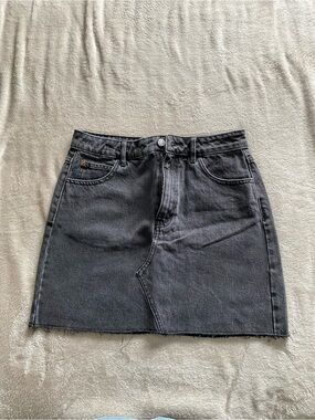 Topshop Charcoal Black Washed Denim Mini Skirt